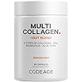 Codeage Multi Collagen + Gut Blend Supplement - Digestive Probiotics, DGL Licorice, Aloe Vera, Organic Peppermint Leaf, Slippery Elm - Hydrolyzed Bovine Collagen Pills - Non-GMO - 90 Capsules