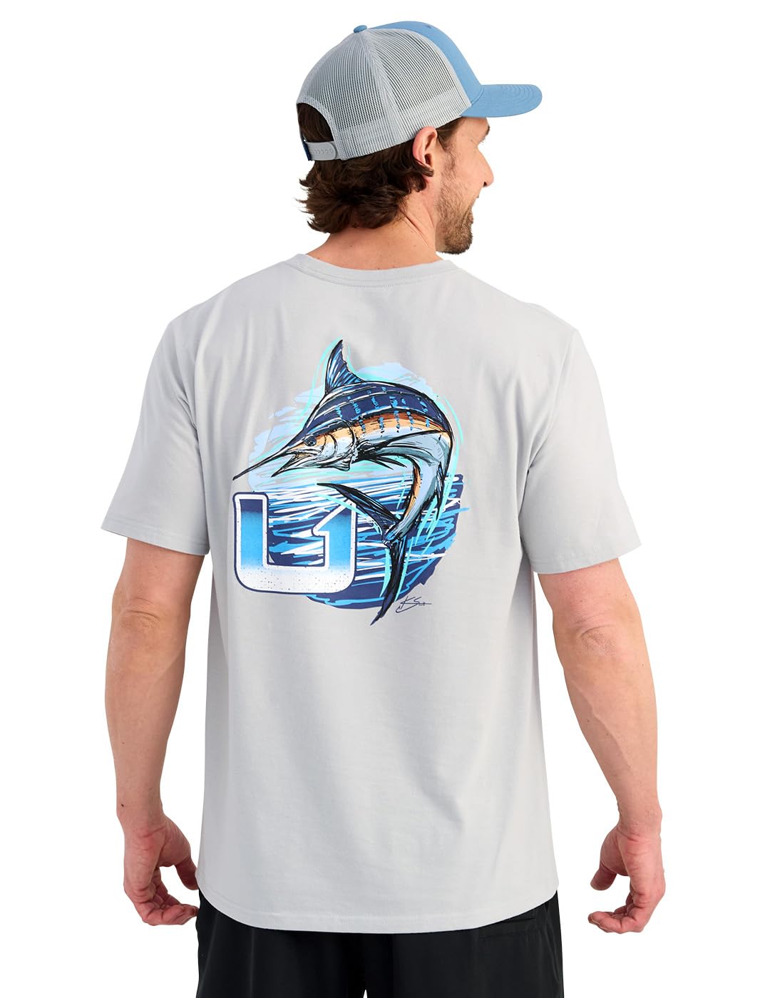 HUK Mens KC Scott Short Sleeve Performance Tee, Fishing T-Shirt for Men, Sketch – Harbor Mist, Large