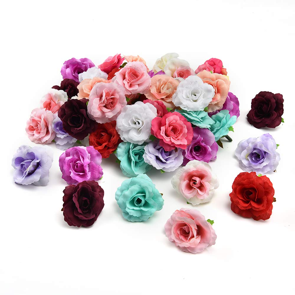 Scrapbooking Embellishments Handmade Mini Artificial Silk Rose Flowers Heads In Bulk Wholesale Diy Scrapbooking Flower Kiss Ball For Wedding Decorative 30pcs 4cm Multicolor Embellishments