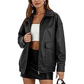 Vanmolrsa Oversize Leather Jacket Women Faux Motorcycle Coats Bomber with Double Pockets,2025 Fall,Winter Fashion Outwear