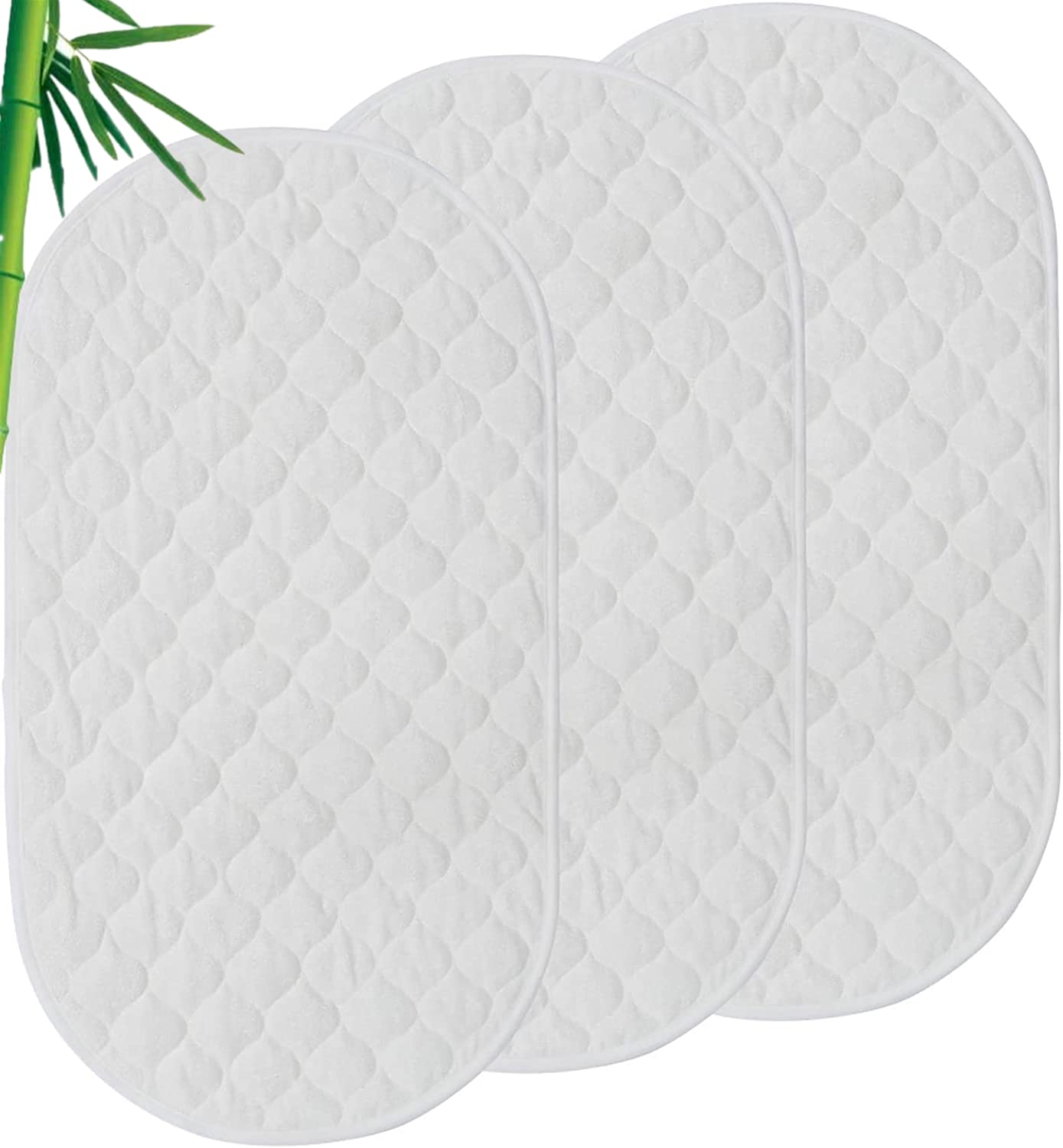 Nicoone Waterproof Changing Mat Liners Quilted,3PCS Bamboo Terry Surface Diaper Changing Pad Liner,Washable Reusable Diaper Changing Liners for Home Outdoor Travel