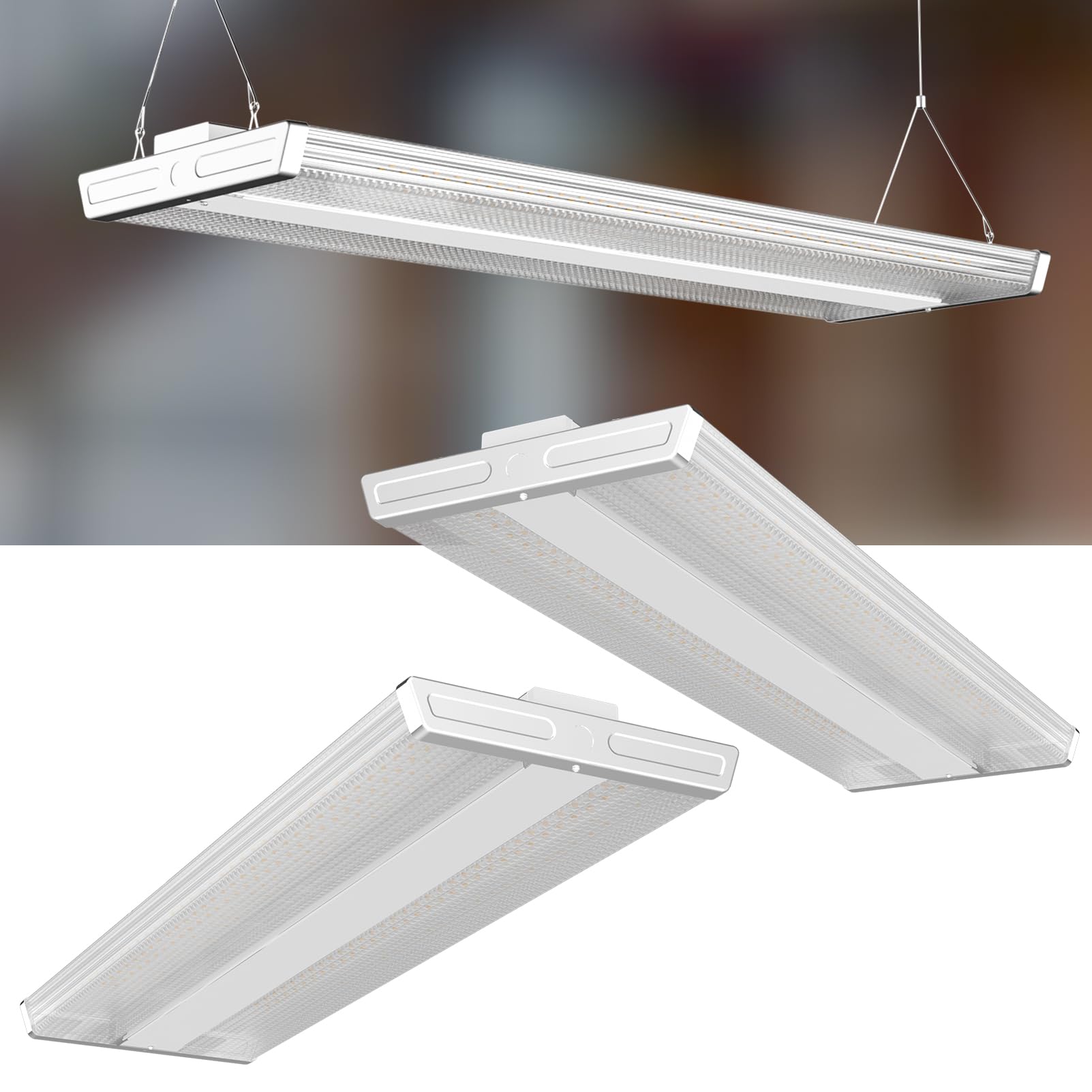 Photo 1 of Lightdot 2 Pack LED High Bay Shop Lights, 4FT (Large Area) 265W 37100LM [Eqv.1000W MH/HPS] 5000K Daylight Linear Hanging Light for Garage Warehouse Gyms, 10 Lamp Fluorescent Fixture Replacement