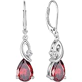 TIMFROZ 925 Sterling Silver Infinity Dangle Drop Earrings Leverback Earrings 5A Cubic Zirconia Birthstone for Women Anniversary Mother's Day Birthday Christmas for Her