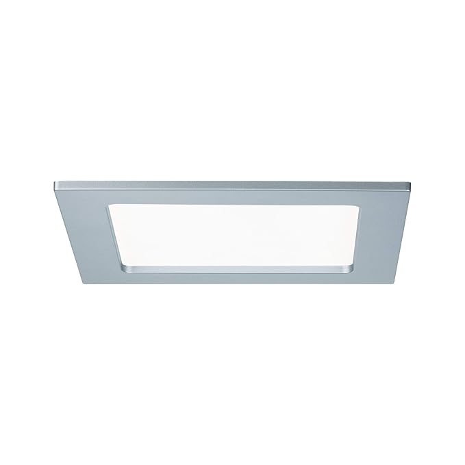 Paulmann Leuchten Paulmann 92077 Einbaupanel eckig Deckenleuchte 12W Licht 4000K Neutralweiß LED Panel Chrom matt IP44 spritz