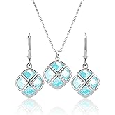 Qinpan Crystal Pendant Necklace Earrings Sets for Women 14K Glod Plated Jewelry
