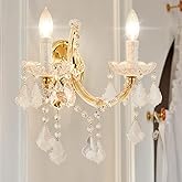 TMAFON Crystal Wall Lights, Modern Sconce - Brilliant 2 Lights Maria Theresa Wall Lamp Light Fixtures, Gold Wall Mounted Lamp