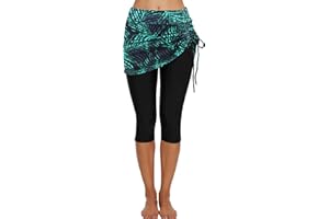Ecupper Womens Boardshorts Swim Leggings Capris Stretch High Waist Swimsuit Bottom