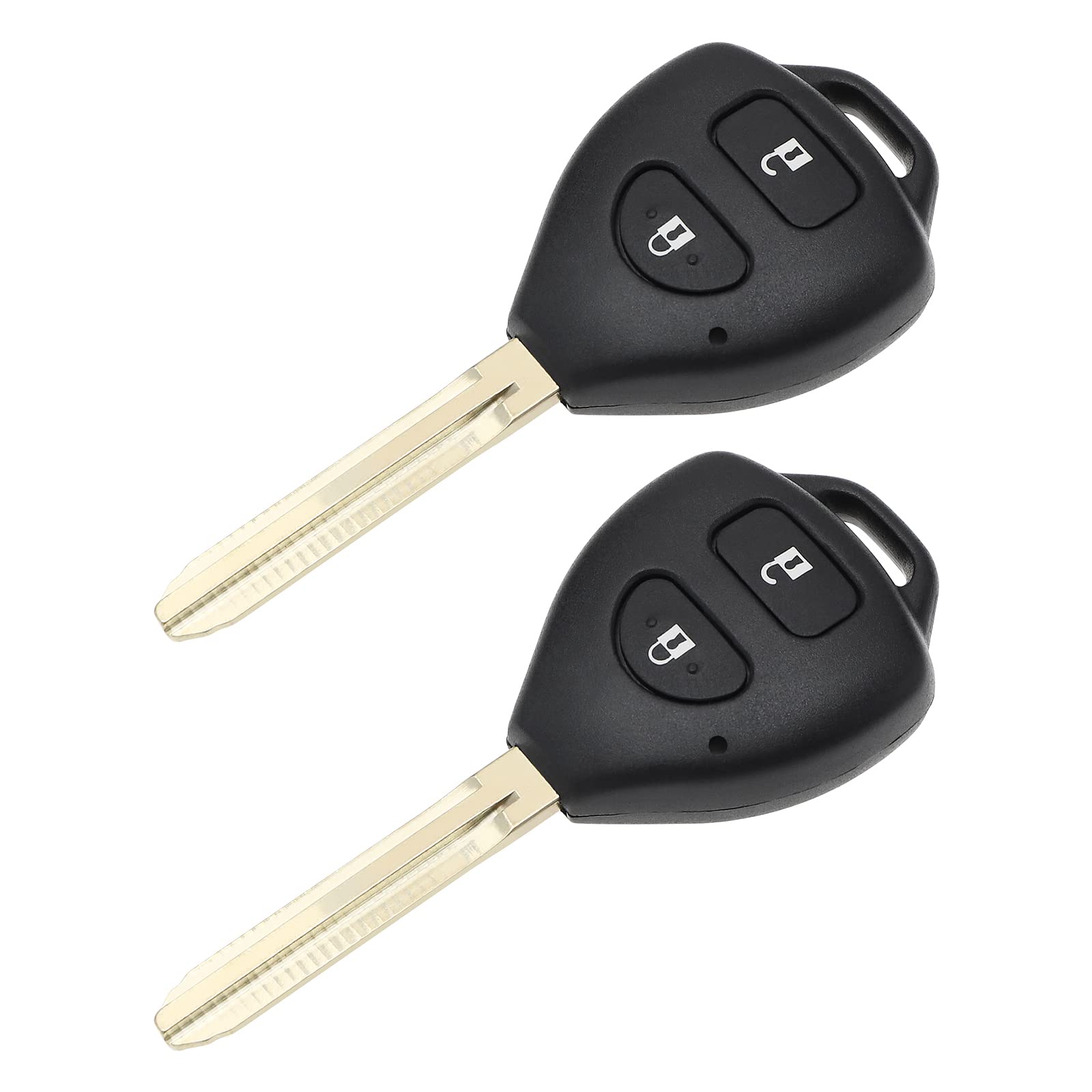 YINETTECH 2PCS Car Key Case with Uncut Key Blade Compatible with RAV4 Auris Corolla Hilux Avensis 2 Button Key Fob Shell Housing Replacement Key Cover