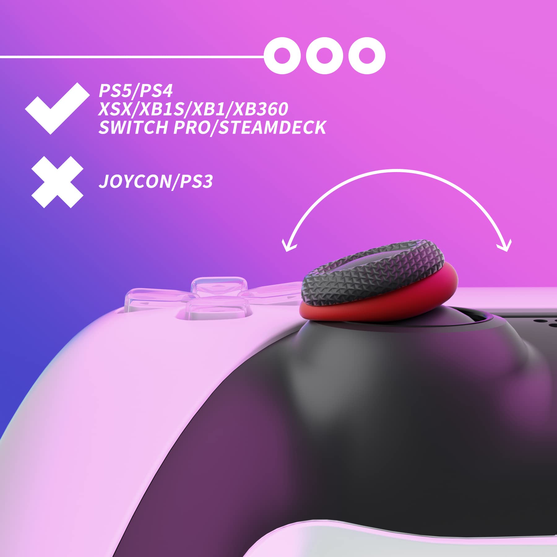 PlayVital 6 Pack Silicone Precision Rings for PS5, for PS4, for Xbox Series X/S, Xbox One, Xbox 360, for Switch 2 Pro, for Steam Deck - 3 Different Strengths, Aim Assist Target Motion Control Rings
