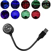 Dickno USB Star Night Light Projector, Portable Car Roof Sound Activated Atmosphere Lamp, Adjustable Auto Interior Atmosphere Decorative Light for Vehicle, Bedroom, Ceiling, Party