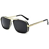 JOLLYNOVA Fashion Oversized Square Aviator Gradient Sunglasses For Men Vintage Metal Steampunk Sun Glasses