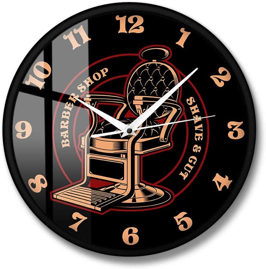 Round wall clock Chair Vintage Logo Silent Wall Clock Barber