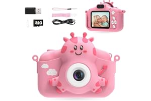 TIATUA Kids Camera for Girls & Boys, Toddler Camera for Age 3-10 Kids with 32GB Card & Dual Lens, 1080P Kids Digital Camera for 4 5 6 7 8 9 10 Year olds (Pink)