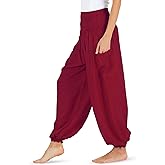 HOMECLASS6 Thai Harem Pants Women, Casual Bohemian Hippie Boho Yoga Pants with Deep Pockets