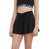 rrhss Gilrs Pleated Tennis Skirt with Pockets Kids V Crossover High Waisted Golf Skorts with Lining Shorts