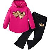 Hihosdor Kid Toddler Girl Clothes Long Sleeve Cute Print Hoodie Sweatshirt Flare Pants Girls Fall Winter Outfits 4-8 Years
