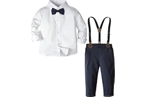 A&J DESIGN Toddler Suit Boys Baby Wedding Dress Clothes Kids Formal Outfit Set with Suspender