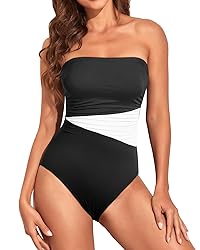 Holipick Women Black White One Piece Swimsuits
