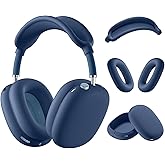 Silicone Case Cover for AirPods Max Headphones,Anti-Scratch Ear Cups Cover/Ear Pad Case Cover/Headband Cover 3 in 1 Accessories Silicone Protector for Apple AirPods Max(Dark Blue)
