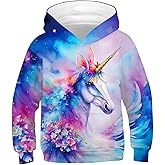 Ainuno Girls Hoodies,Unicorn Hoodie for Girls Kids Pullover Sweatshirts Cute Clothes