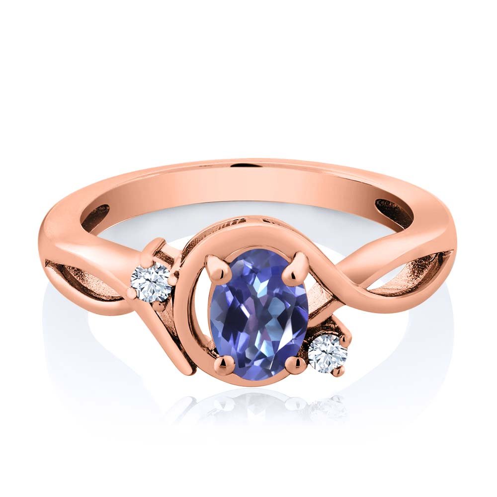 Gem Stone King 0 Ct Purple Blue Mystic Topaz White Topaz 18k Rose Gold Plated Silver Ring Women Foretadrenaline Com