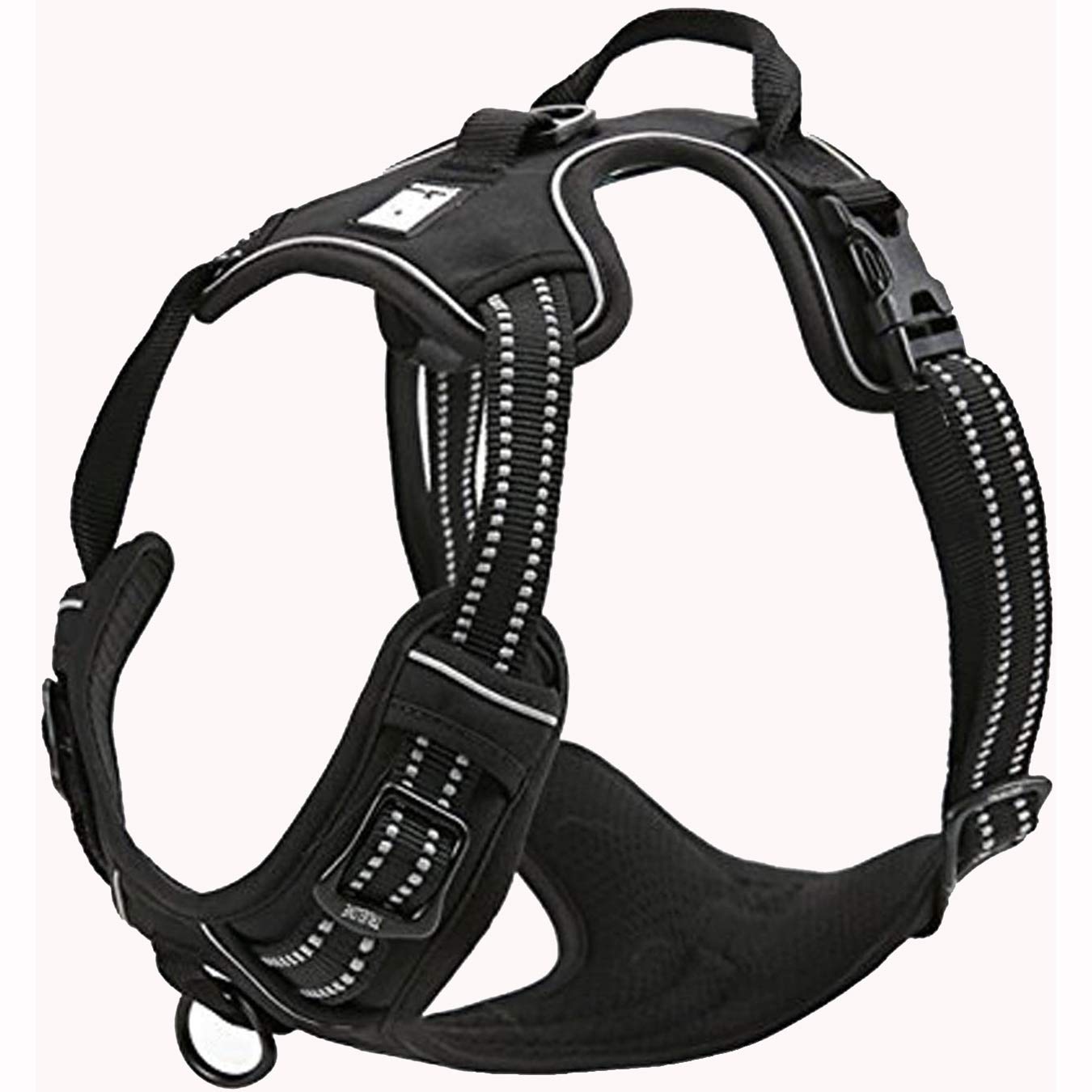 TrueLove Dog Harness TLH5651 No-pull Reflective Stitching Ensure Night Visibility, Outdoor Adventure Big Dog Harness Perfect Match Puppy Vest (Black,L)