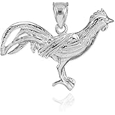 Claddagh Gold Fine 925 Sterling Silver Lucky Rooster Charm Pendant