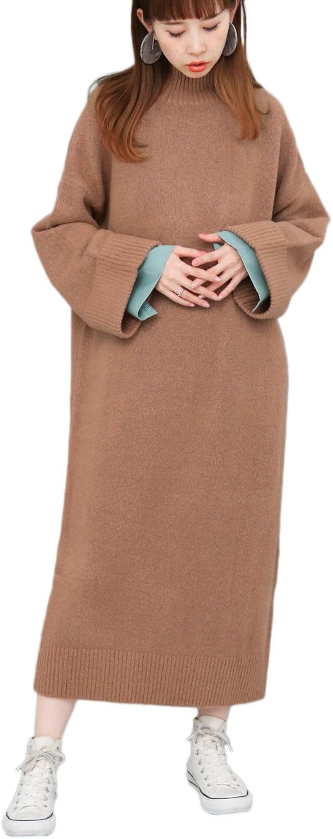 Amazon ケービーエフ Kbf Bigニットワンピース Kb77 26d090 One Orange Mix ワンピース チュニック 通販