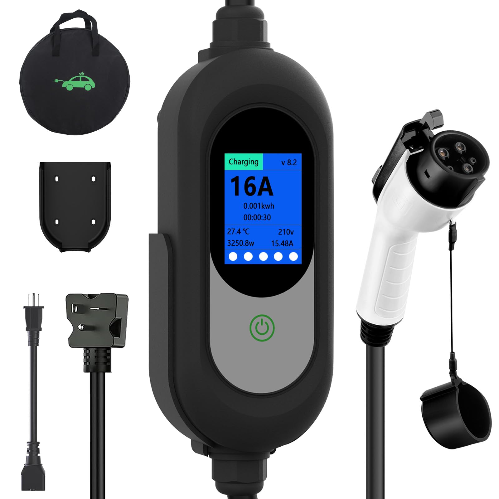 Photo 1 of ENERGYGENIE Level 1&2 EV Charger 8-16A Adjustable Current & Timer,110-240V,Nema 5-15 & 6-20 Plug,Electric Car Charger with 17ft Cable,Portable EV Chargers for All SAE J1772 Evs