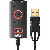 1Mii USB Sound Card, 3.5mm Audio Adapter with Virtual 7.1 for PC/Laptop | Plug and Play No Driver Needed, Control Volume Mute Directly, 6 ft Braided Cable, for Gaming, Meetings and Voice Chat