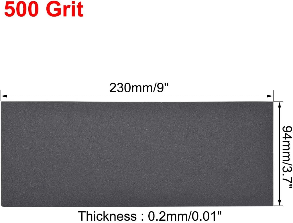 sourcing map 500 Grits Sanding Sheets 9-inch x 3.6-inch Wet Dry Silicon Carbide Sandpaper for Wood Furniture Metal Polishing 10pcs - Image 4