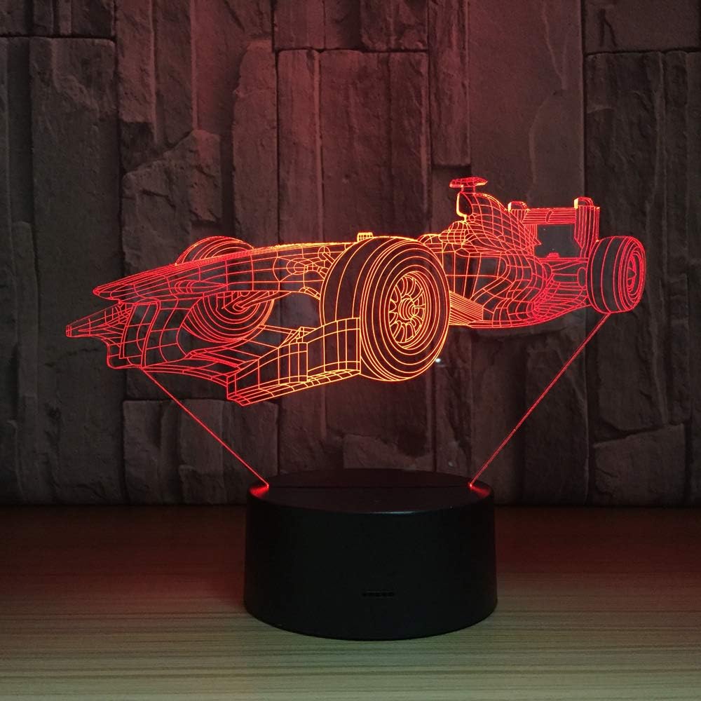 suhang 7 Colors Changing Led Night Light 3D F1 Racing Car Modelling