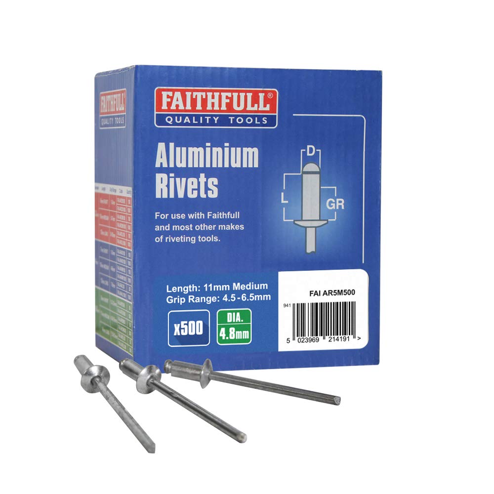 Faithfull Aluminium Rivets (500) 5MM Medium, FAIAR5M500