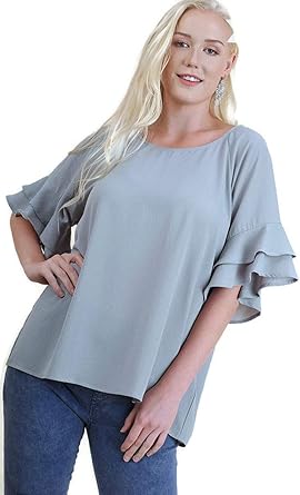 umgee ruffle sleeve top