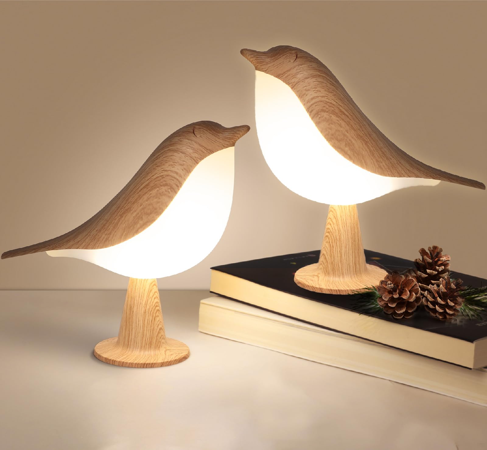 Photo 1 of VoMii 2 Pack Bird Table Lamp, Small Desk Lamp Cordless Touch Dimmable Night Light with 3 Color Temperature, Cute Lamps Rechargeable 2600mAh, for Bedroom Bedside Nightstand, Room Decor, Bird Gifts