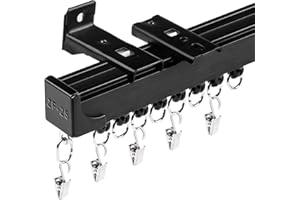 Curtain Track Ceiling or Wall Mount Heavy-Duty Curtain Tracks with Clips Room Divider Ceiling Track Set Suitable for Living R