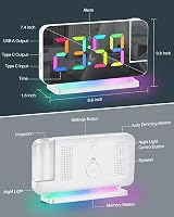 SZELAM Projection Alarm Clock 7.4 in Large LED Mirror Display USB C view 9