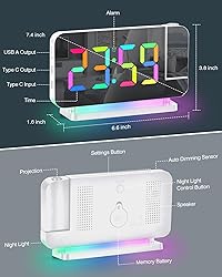 SZELAM Projection Alarm Clock,7.4" LED Mirror