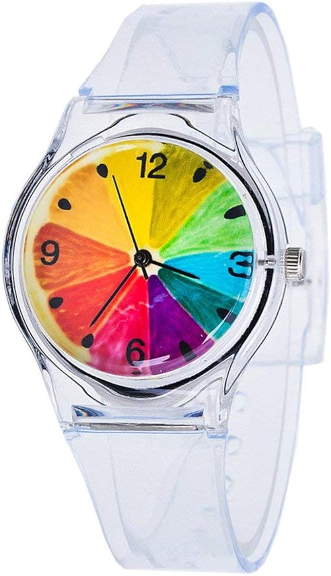 Dxlta de Mujer Reloj Pulsera Plástico Dibujos Reloj Transparente Correa Estudiante Deporte Relojes Mujer Niña Casual Reloj de Cuarzo 9 Colores