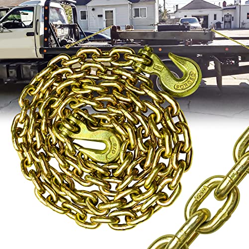 FITHOIST G80 Transport Binder Chain 3/8 Inch x 20 Foot Tow Chain with