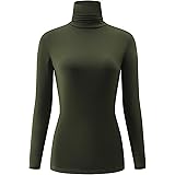 KLOTHO Casual Turtleneck Tops Lightweight Long Sleeve Soft Thermal Shirts for Women