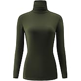 Kindcall Casual Turtleneck Tops Lightweight Long Sleeve Soft Thermal Shirts for Women