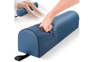 Noverlife 3/4 Round Massage Bolster, 26x6x6 inch Leg Bolster for Massage Table with Strap Handle PU Leather Bolster Pillow for Legs, Physical Therapy Bolsters Under Back Knee Ankles Pain Relief - Blue