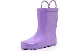 LANCDON Toddler Rain Boots for Boys and Girls Waterproof Rubber Kids Rain Boots with Easy on Handles All-season Outdoor Shoes