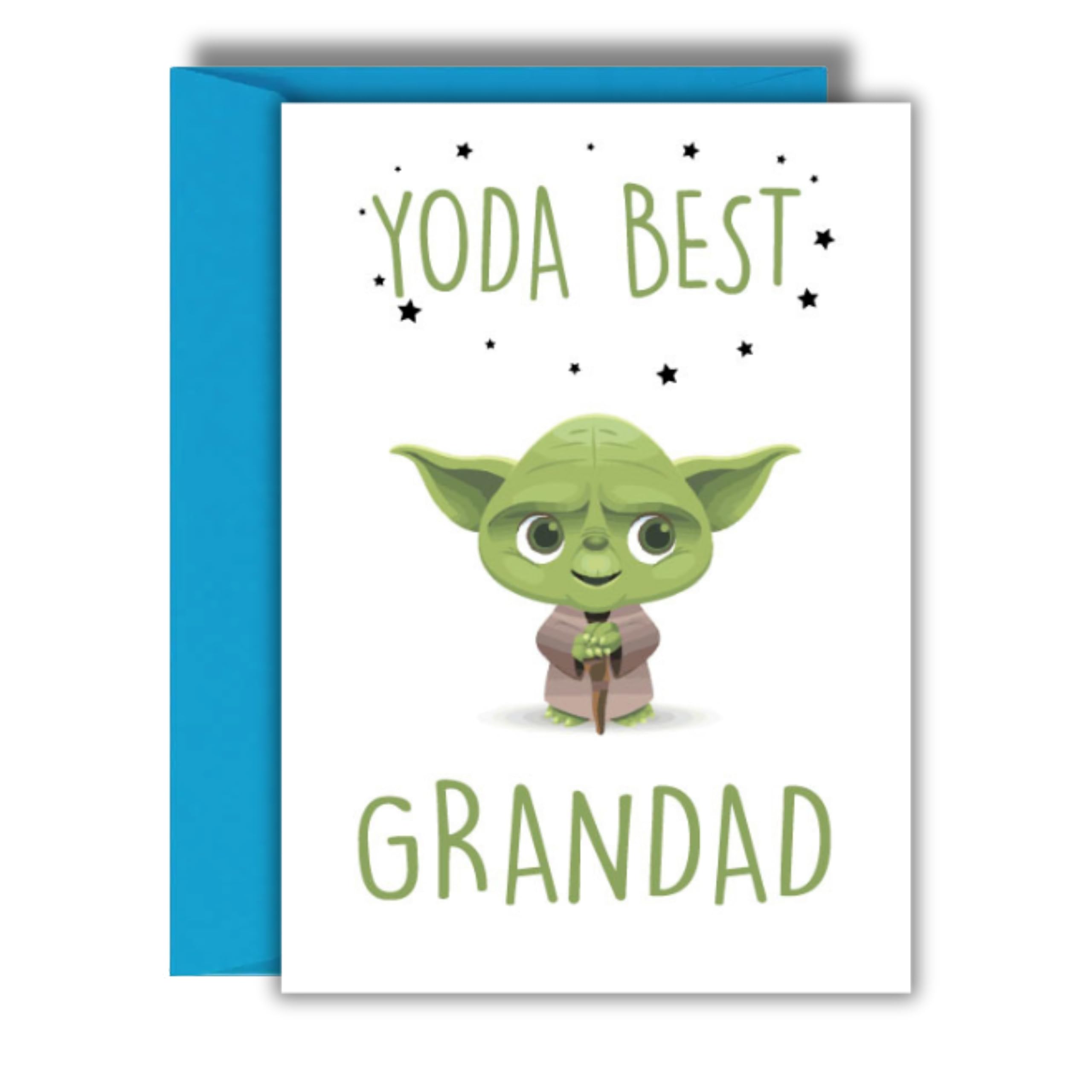 Funny Grandad Birthday Card From Grandchild Humour Grandpa Grumps Joke Design For Him Fathers Day (Yoda Best Grandad)