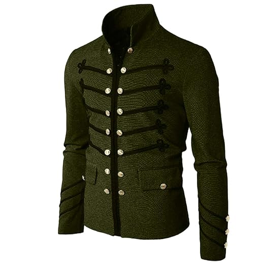 Zolimx Herren Wollmantel Wintermantel Coat Stehkragen Jacke Gothic Sticken Button Mantel Uniform Kostüm Praty Mantel Outwear