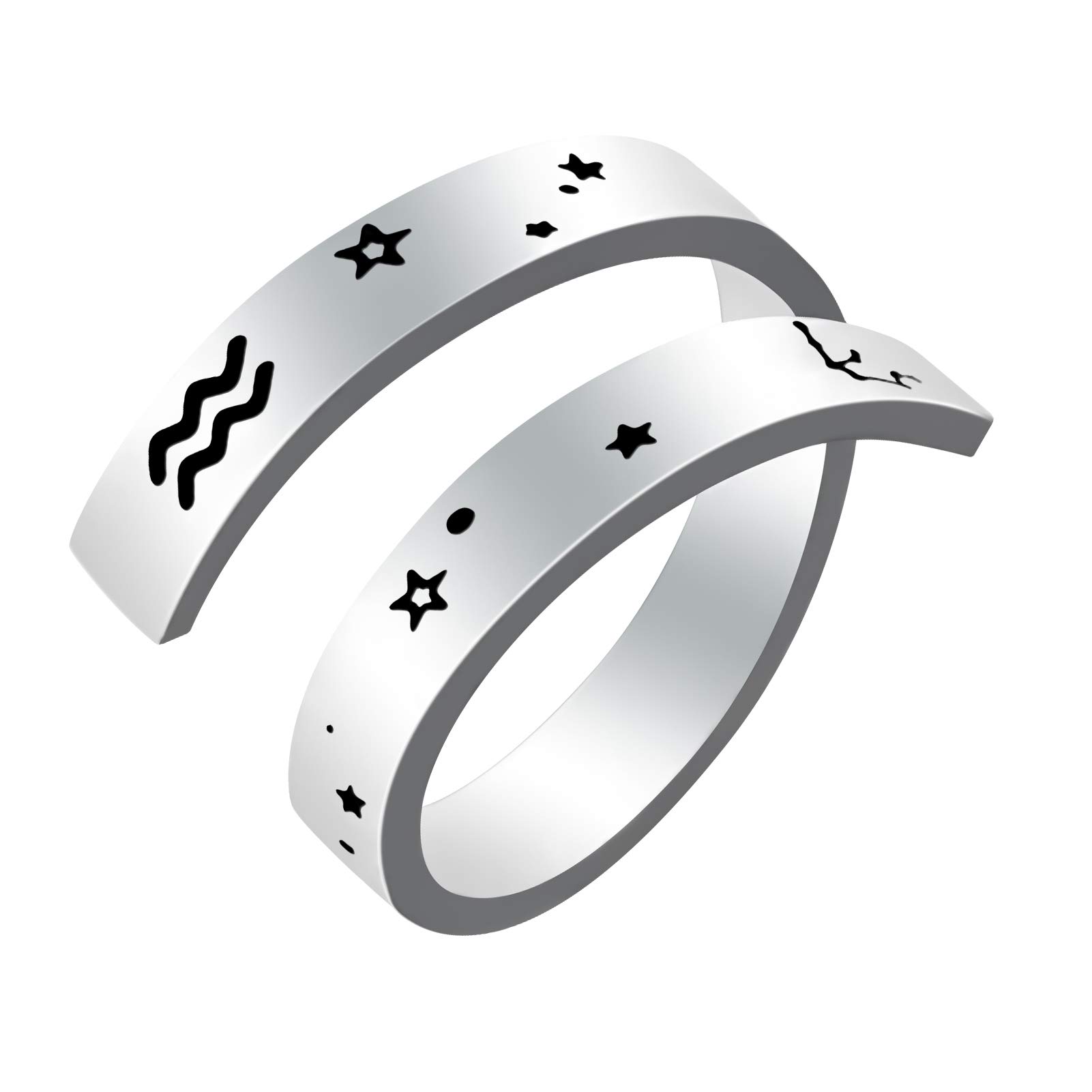 Kucheed Aquarius Rings for Women Men, Stainless Steel Zodiac Engraving Open Finger Rings, 12 Horoscope Astrology Statement Vintage Bands, US Size 8-9 Thumb Ring Jewelry Personality Gifts