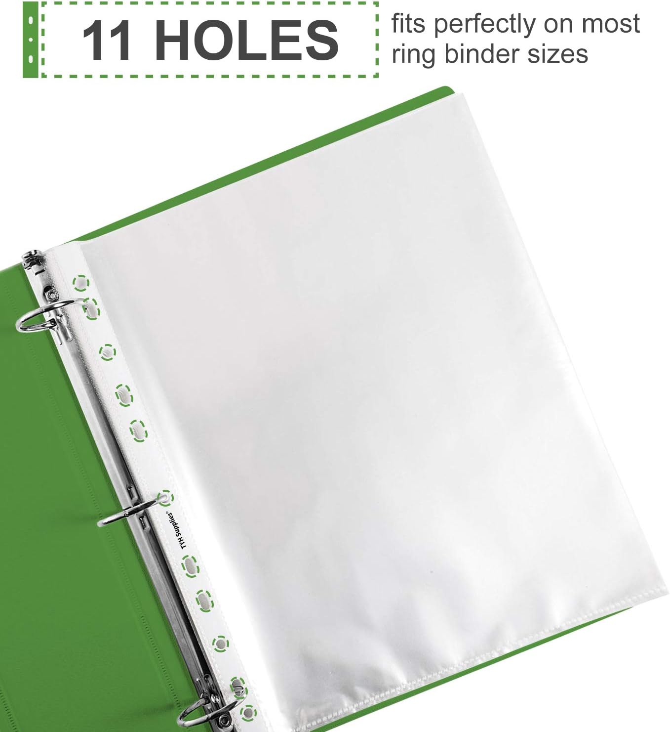 TYH Supplies 200-Pack Economy 11 Hole Clear Sheet Protectors 8-1/2 x 11 Inch Non Vinyl Acid Free : Office Products