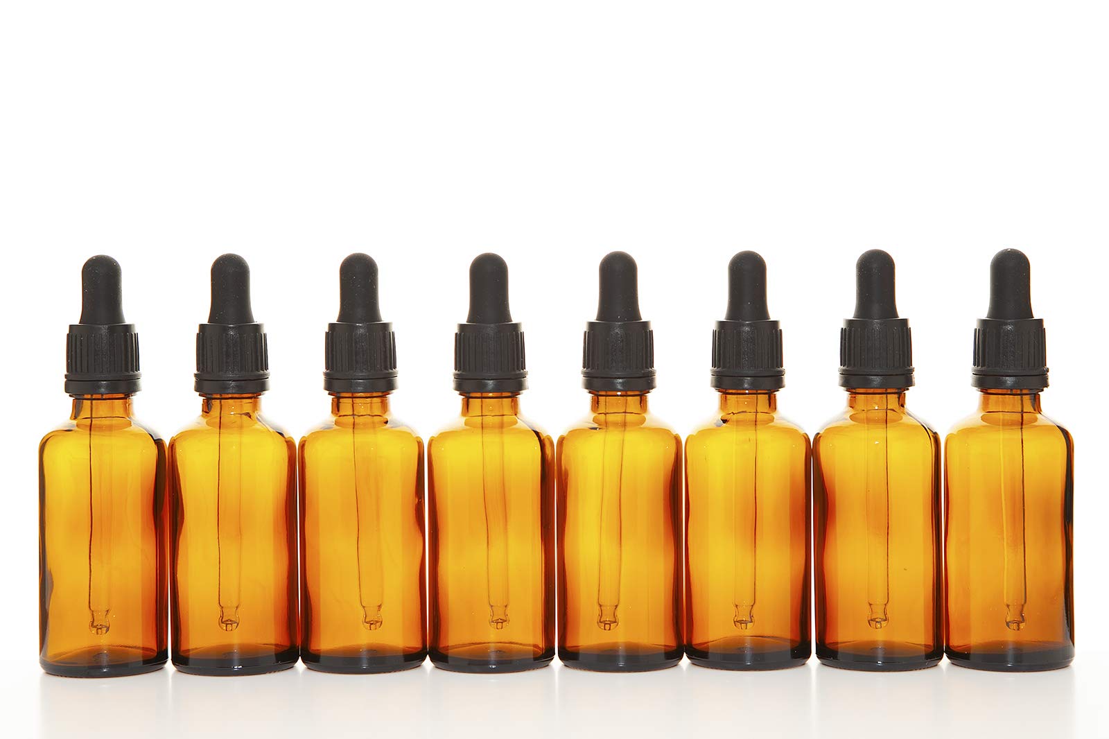 Aura 50ml Amber Glass Bottles with Glass Pipettes - Pack of 8