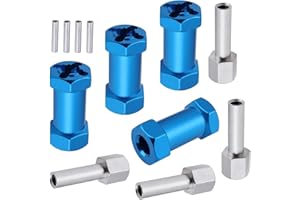 4-Pack HobbyPark RC Wheel Spacers 12mm Hex Drive Hubs Combiner Coupler Aluminum 25mm Offset Extension for 1/10 RC Crawler Car Parts (Blue)